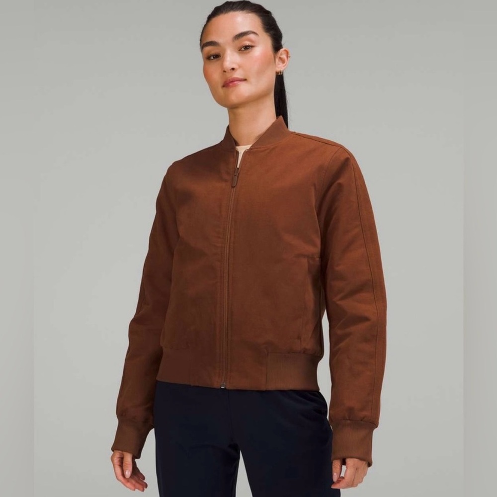 Lululemon Non-Stop Reversible Cotton bomber jacket in Roasted Brown